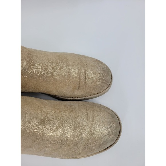 Uggs Abree Mini Stardust Gold Short Ankle Boots Fur Shiny - Picture 5 of 12